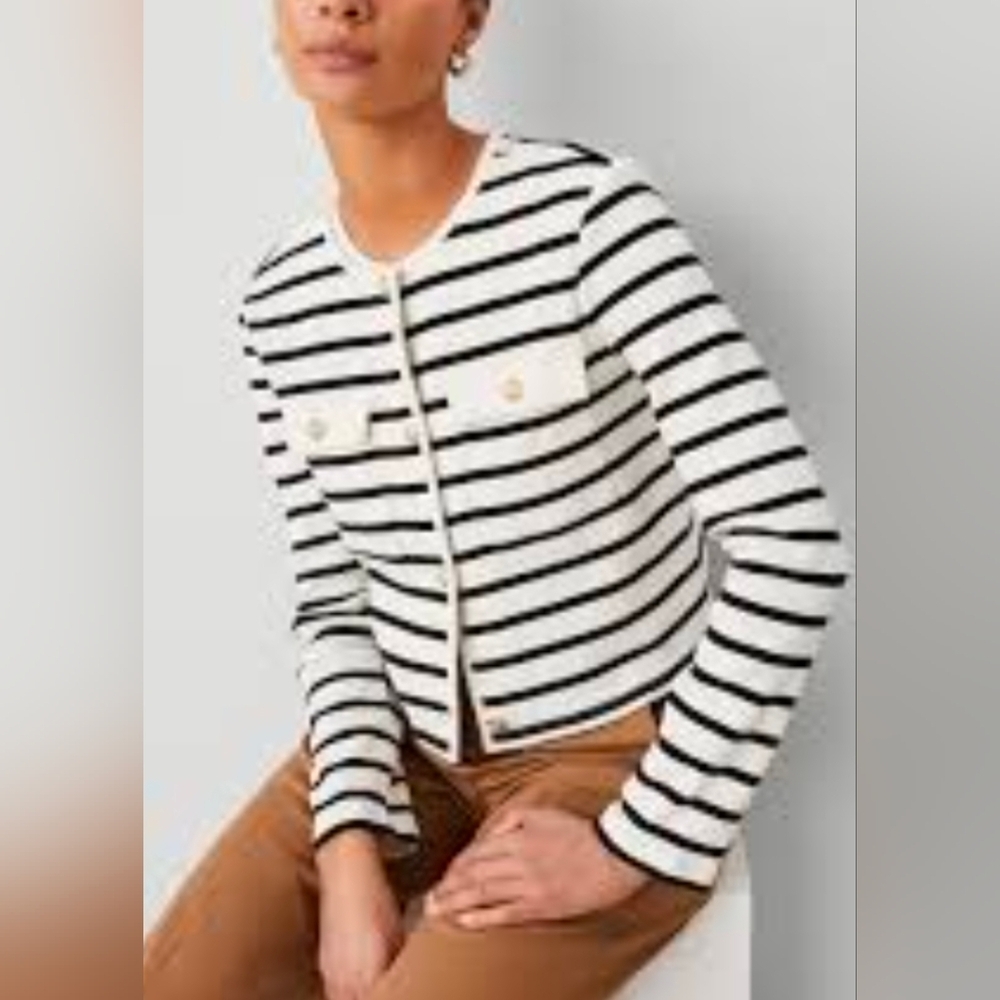 Ann Taylor Striped Cardigan XL New With Tags